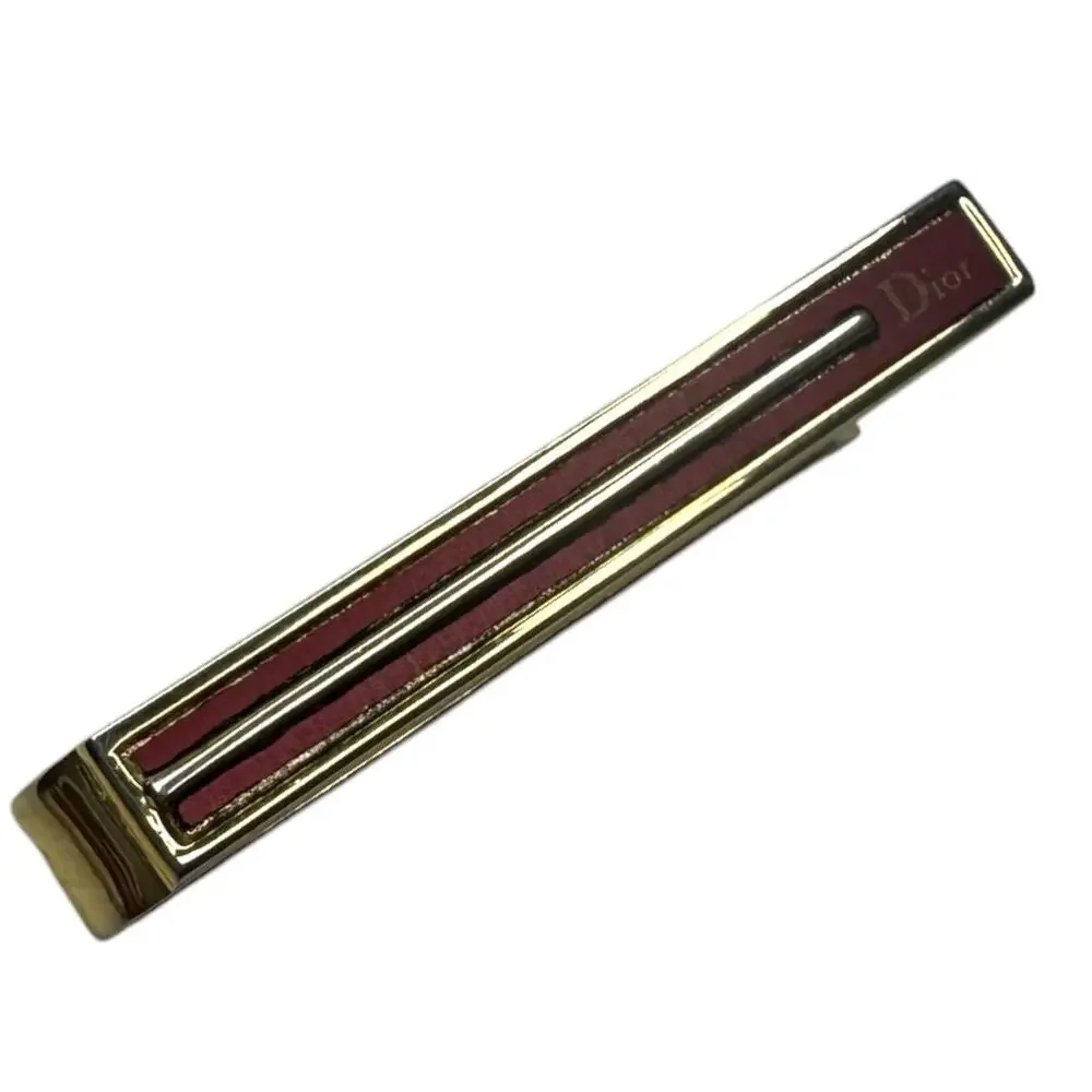 Christian Dior Vintage Gold Plated Red Enamel Slim Tie Bar Money Clip